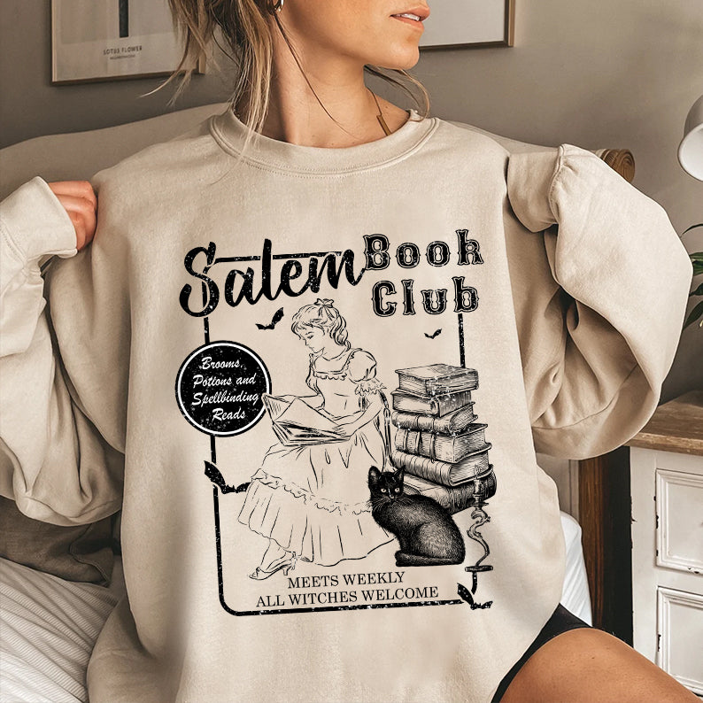 Petthouse | Retro Salem Book Club Shirt, Black Cat Spooky Book Salem Witches, Spooky Season Bookish