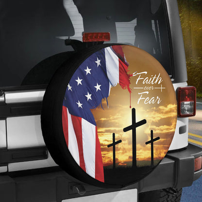 Petthouse | Jesus Usa Flag Print Spare Tire Cover Christian Religious Verse Faith Over Fear