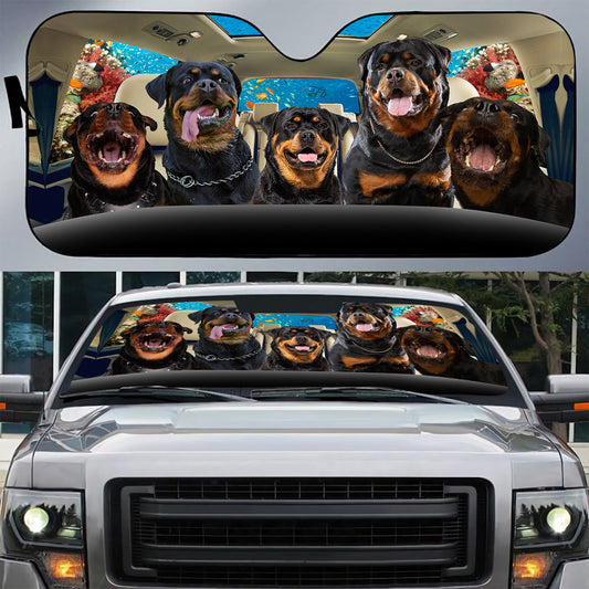 Petthouse | Rottweiler Under The Sea Windshield Sun Shade Rottweiler Family Funny Car Auto Sun Shade Ocean