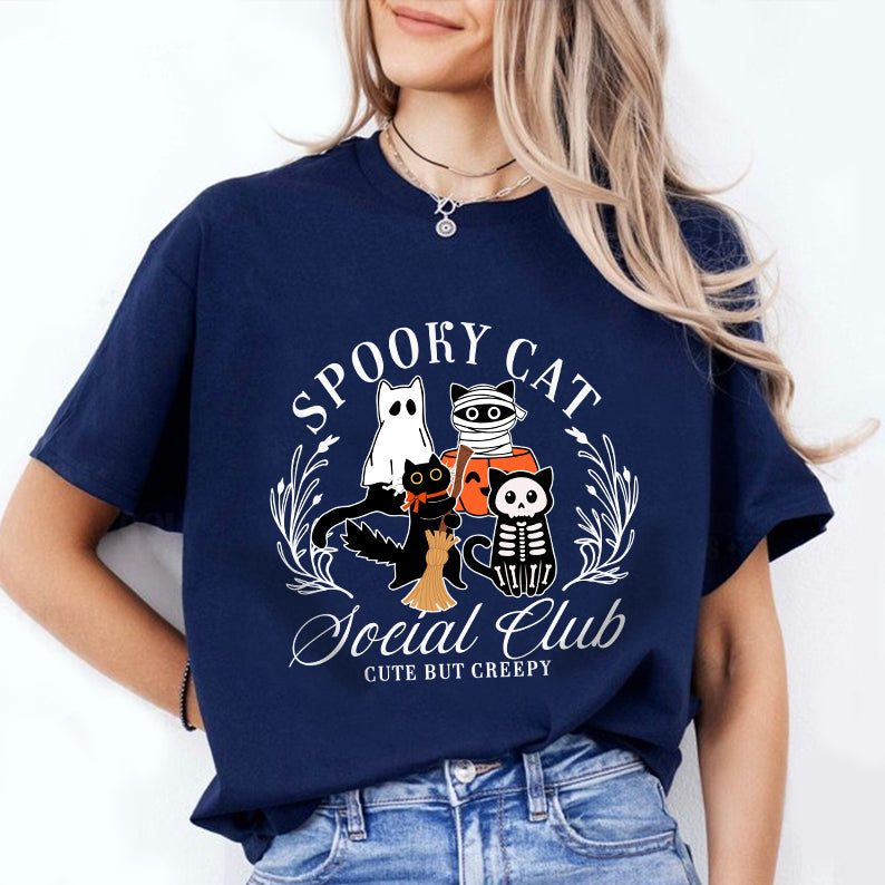 Petthouse | Spooky Cat Social Club Shirt, Halloween Cat Shirt,Cat Lover Shirt, Funny Ghost Cat