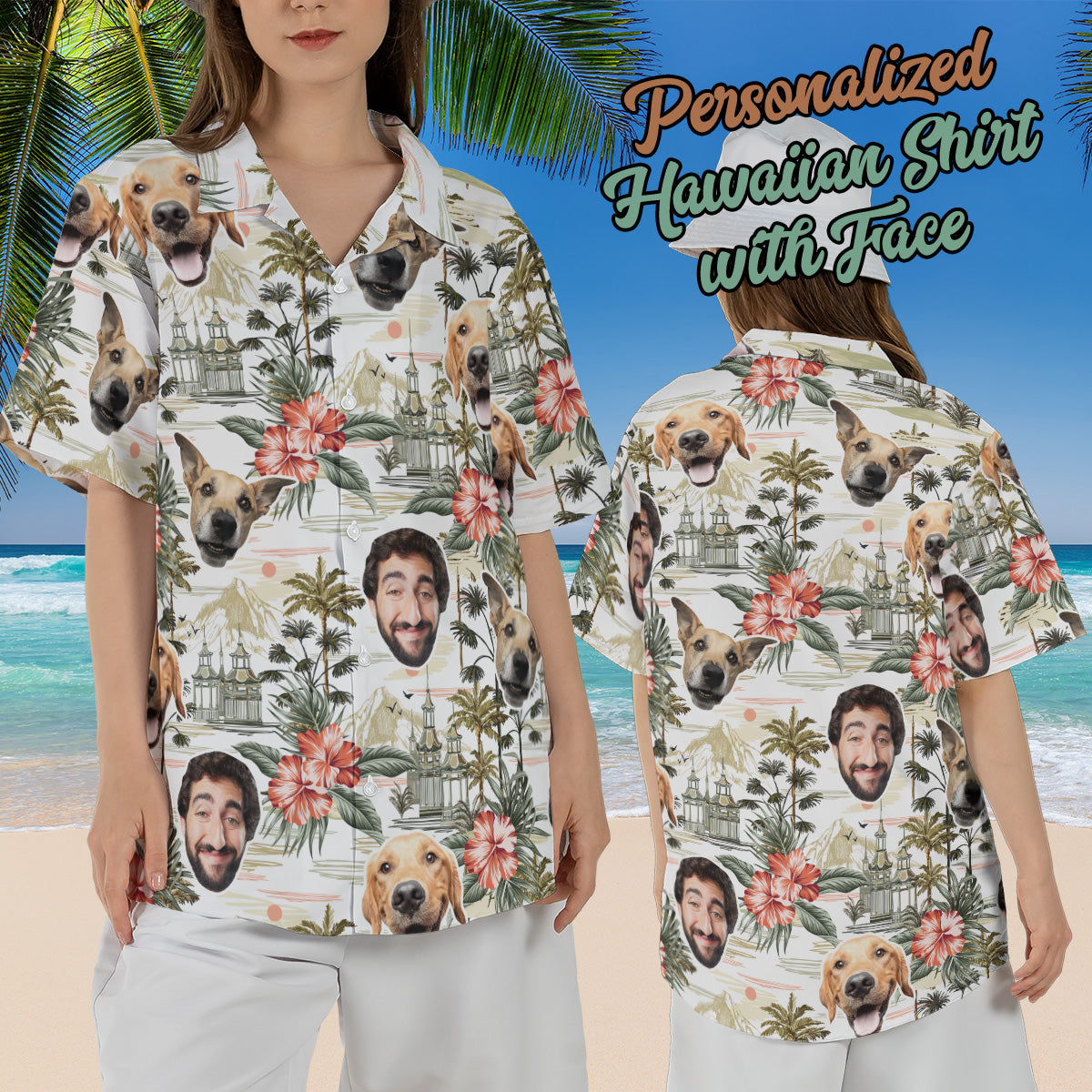 Petthouse | Personalize Face Tropical Flower Hawaiian Shirt, Funny Summer Party, Gift For Family