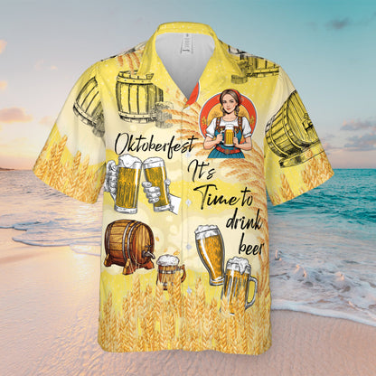 Petthouse | Oktoberfest It's Time To Drink Beer Hawaiian Shirt, Oktoberfest Beer, Tropical Beer