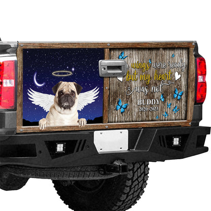 Petthouse | Pug Your Wings Were Ready Memorial Dog Tailgate Wrap Loss Dog Memorial Truck Tailgate Decals