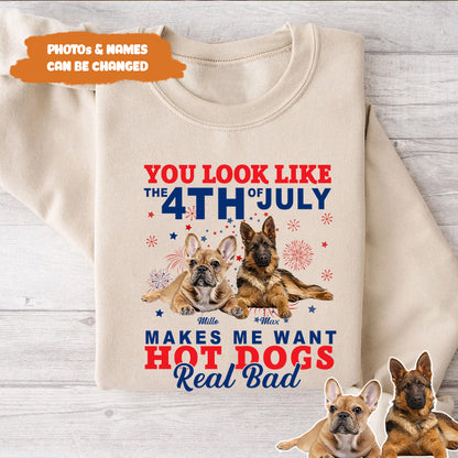 Petthouse | Custom Dog You Look Like The 4th Of July Want Hot Dogs Red Bad Dog Shirt, Independence Day