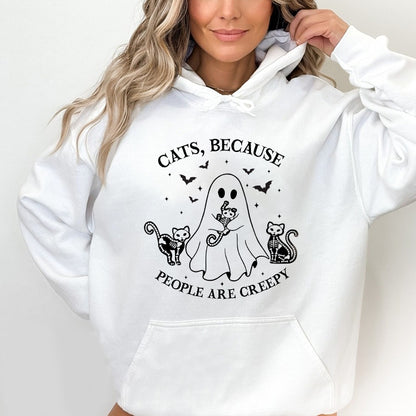 Petthouse | Cats Because People Are Creepy Shirt, Halloween Ghost Cat Shirt, Cat Creepy Shirt, Cat Lovers