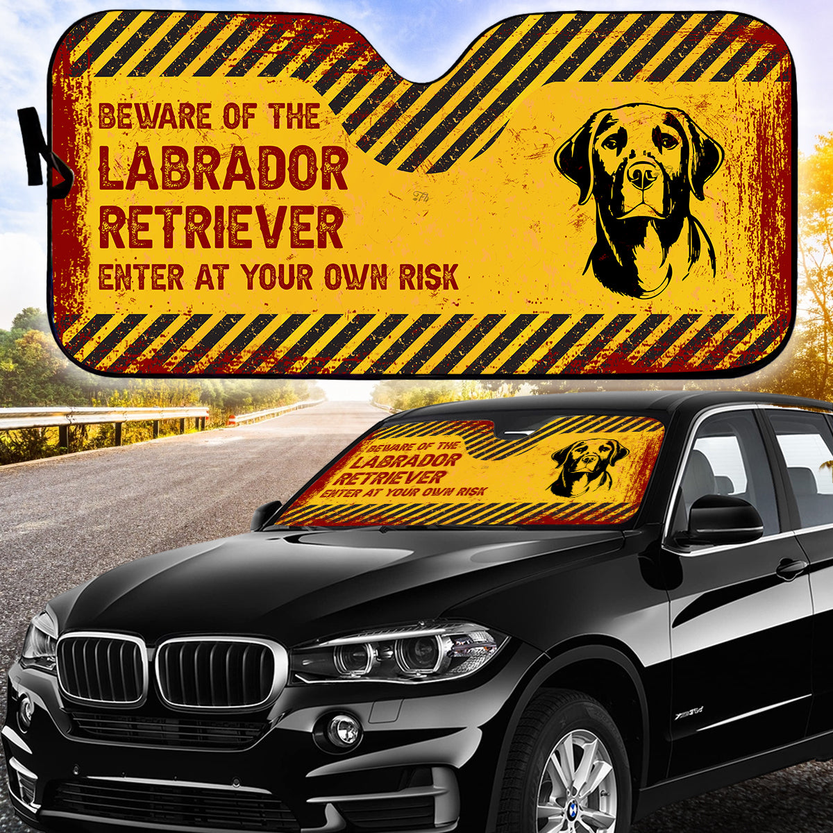 Petthouse | Windshield Sun Shade Beware Of Labrador Retriever Dog Sunshade Sun Visor Dog Mom Dog Dad