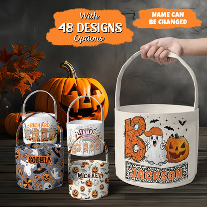 Petthouse | Personalized Boo Halloween Basket, Spooky Pumpkin Kid Bag, Trick Or Treat, Boo Candy Bag