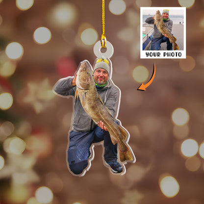 Petthouse | Personalized Fishing Photo Ornament, Fisherman Ornaments, Fishing Ornament Christmas