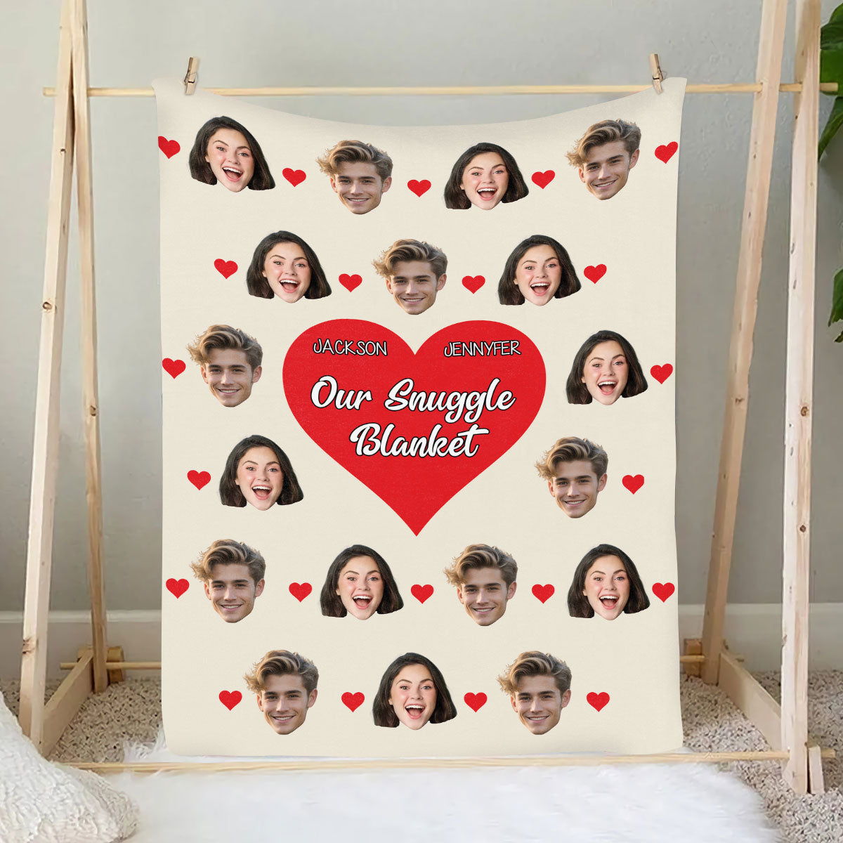 Petthouse | Customized Photo Face Couple Our Snuggle Blanket For Sofa Cough, Honeymoon Holiday Bedroom Decorative