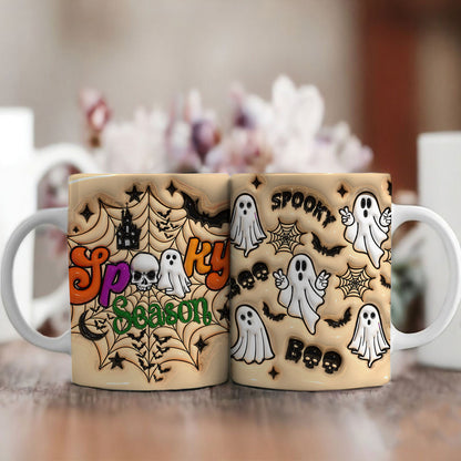 Petthouse | Spooky  Season Ghost Mug, Halloween 3d Inflated Mug, Puffy Spooky Ghost Mug, Spooky Ghost