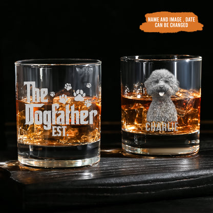 Petthouse | Personalized The Dogfather Whiskey Glass, Dog Photo Rock Glass Gift For Dog Lovers