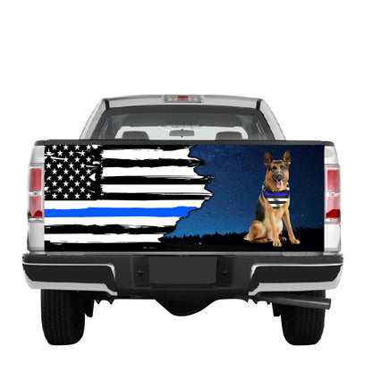 Petthouse | Tailgate Wrap Police German Shepherd The Thin Blue Line Tailgate Wrap American Flag Tailgate Wrap