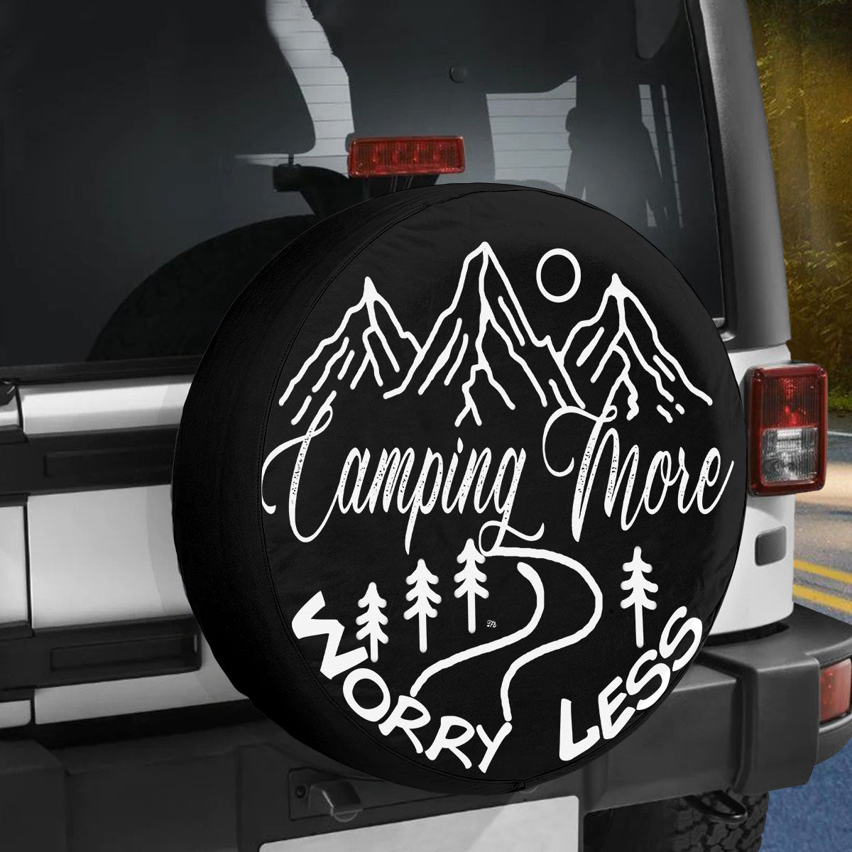 Petthouse | Camping Spare Tire Cover Minimalist Camping Mountains Wheel Tire Covers Camping