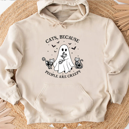 Petthouse | Cats Because People Are Creepy Shirt, Halloween Ghost Cat Shirt, Cat Creepy Shirt, Cat Lovers