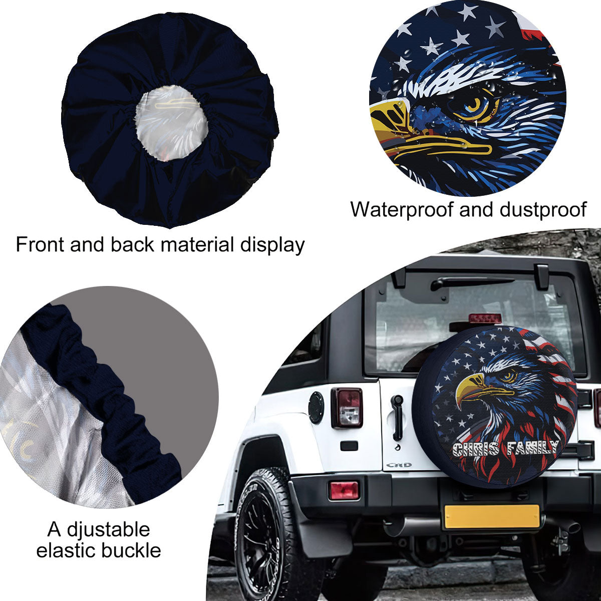 Petthouse | Customized Beautiful Eagle On American Flag Spare Tire Cover For Patriot 4th Of July