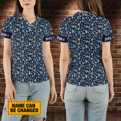 Petthouse | Customized Golfer Gift Flowers Pattern All Over Women's Polo Shirt Floral Style Golfing