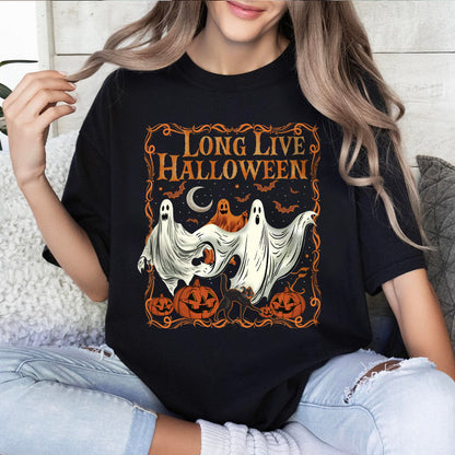 Petthouse | Long Live Halloween Shirt, Spooky Season Tee Pumpkin, Retro Halloween, Ghost Spooky Vibes