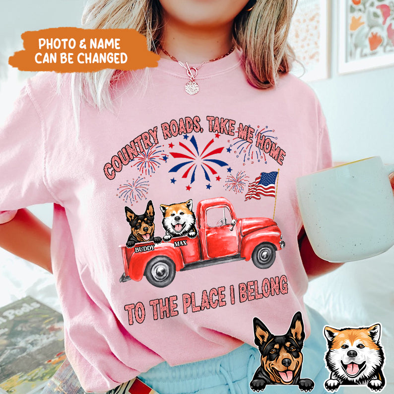 Petthouse | Custom Dog Shirt, Country Roads Take Me Home To The Place I Belong Shirt