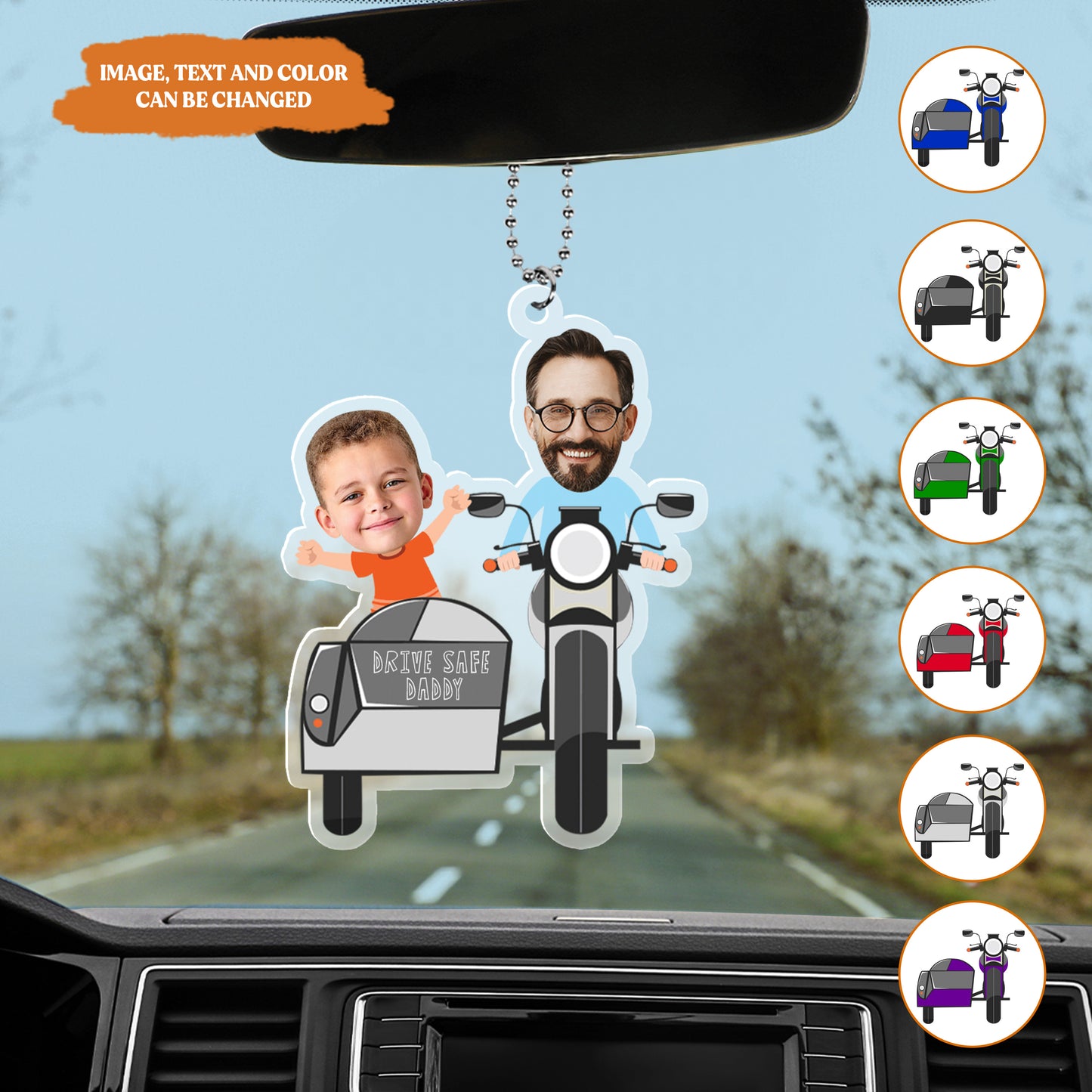 Petthouse | Custom Photo Dad And Kid On The Ride Car Hanger, Daddy Drive Safe Ornament, Dad Father