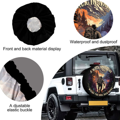 Petthouse | Motivational Hiking Quote Spare Tire Cover Hiking Adventure Mountain Landscape Tire Protector Truck Cover