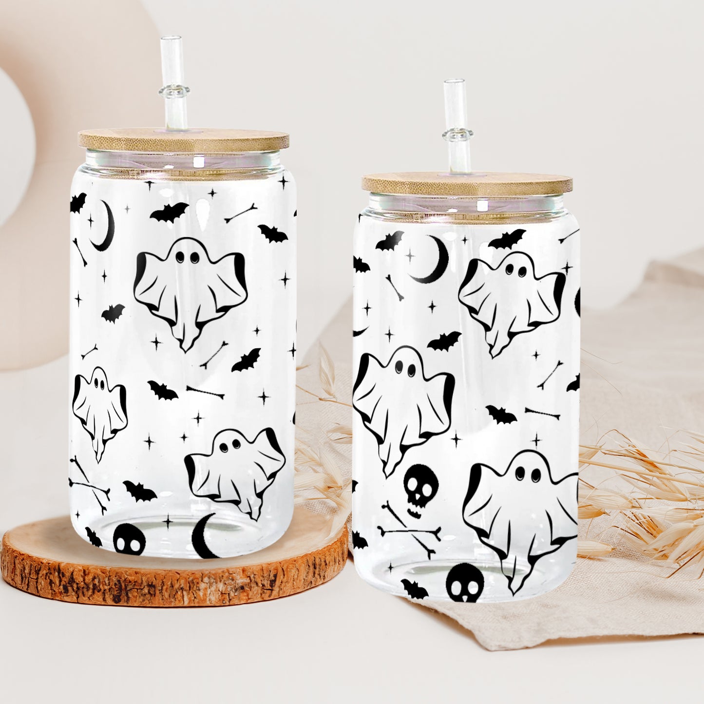 Petthouse | Spooky And Cute Halloween Glass Can, Halloween Ghost Libbey, Ghost Spooky Viber Halloween