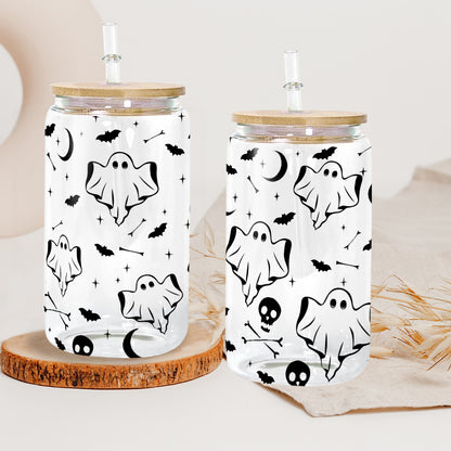 Petthouse | Spooky And Cute Halloween Glass Can, Halloween Ghost Libbey, Ghost Spooky Viber Halloween