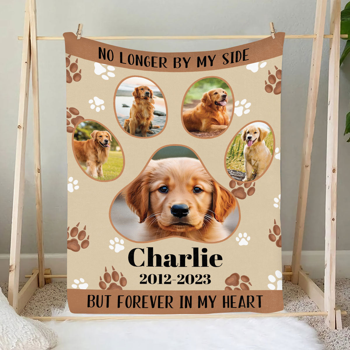 Petthouse | Pet Memorial Custom Photo Fleece Blanket, Pet Forever In My Heart Throw Blanket, Pet Paw Blankets