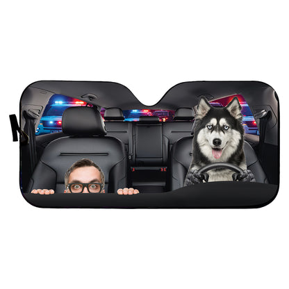 Petthouse | Custom Photo Sunshade Dog Husky Help Me Police Funny Windshield Sun Shade Sun Visor For Car