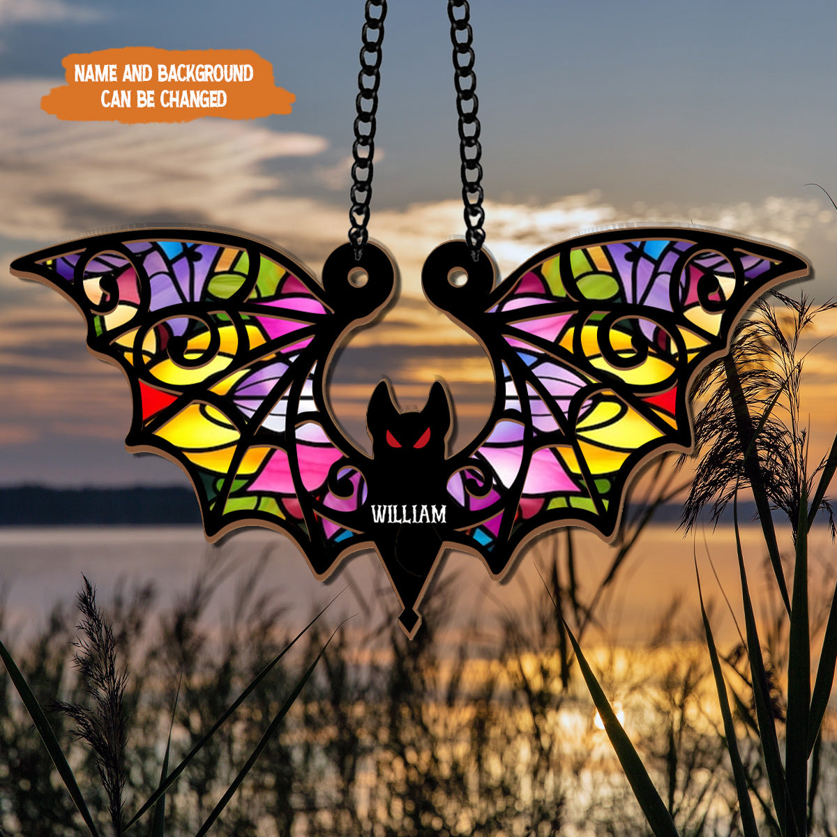 Petthouse | Custom Halloween Bat Suncatcher, Window Charm Home Decor, Spooky Bat Suncatcher, Bat Spooky