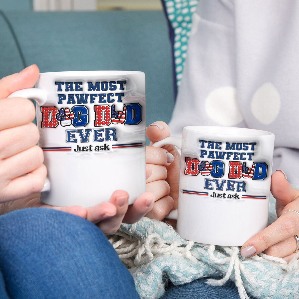 Petthouse | Personalized The Most Pawfect Dog Dad Ever 3d Inflated Effect Printed Mug, Dog Mom