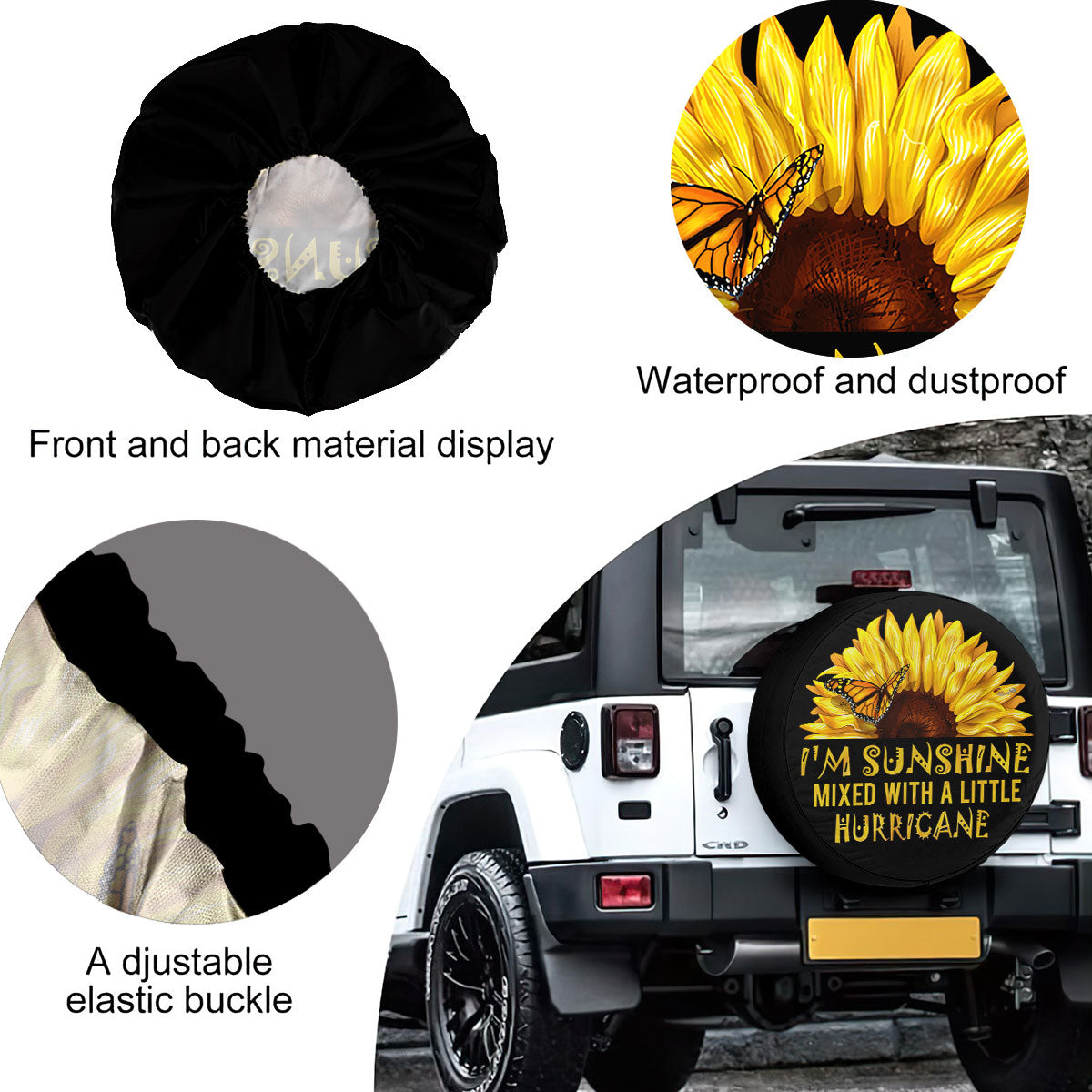 Petthouse | Sunflower Butterfly Spare Tire Cover I'm Sunshine Mixed With A Little Hurricane Wheel Cover Gift