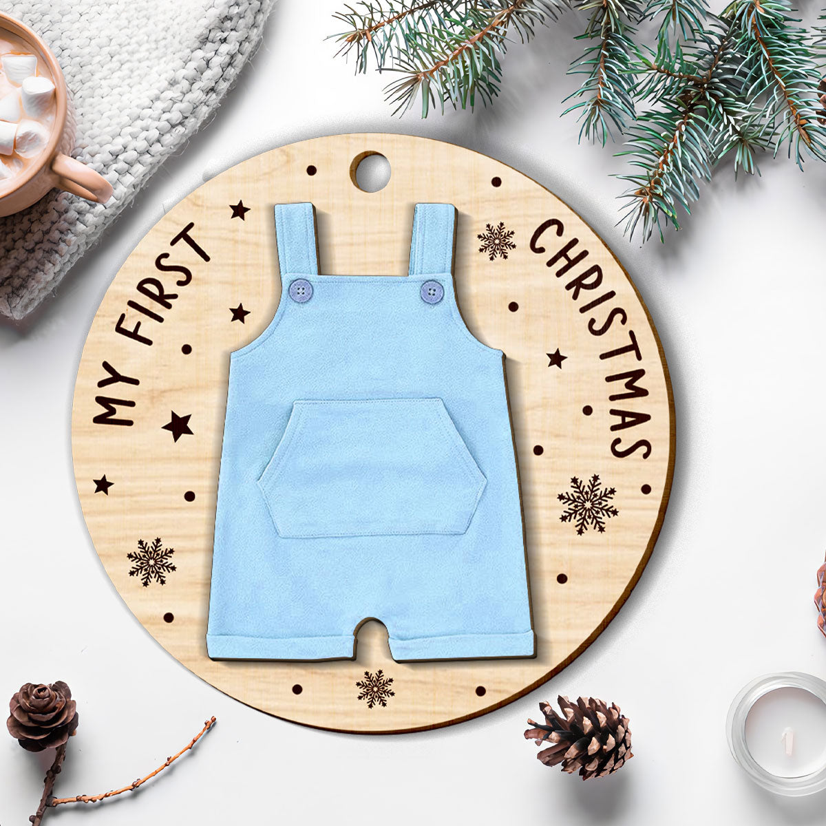 Petthouse | Custom Baby's First Christmas Ornament, Baby Overalls Ornament, My First Christmas Ornament