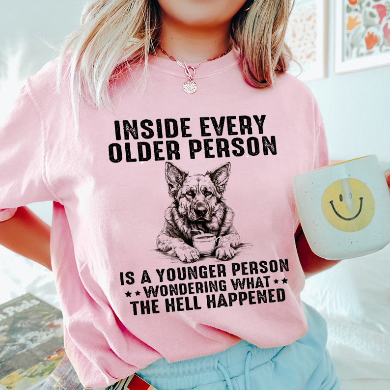 Petthouse | Dog Coffee Inside Older Person Is A Younger Person Funny Dog Shirt, Gift For Dog Dad