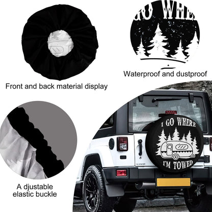 Petthouse | Camping Spare Tire Covers Forest Camping Wheel Cover I Go Where I'm Towed Wheel Tire Wheel