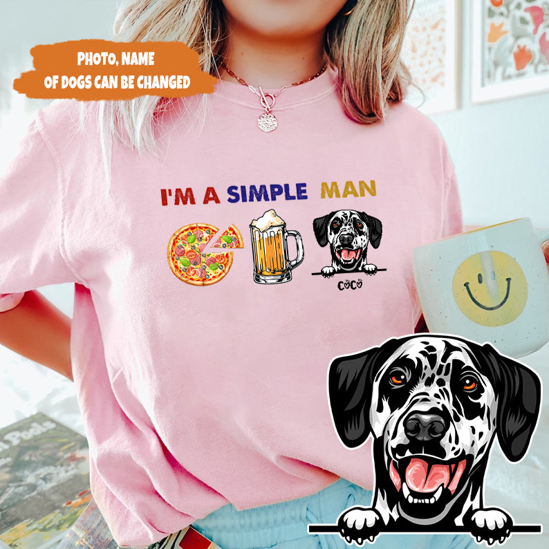 Petthouse | Customized Funny Dog Beer Pizza Shirt, I'm A Simple Man Shirt, Father's Day Gift