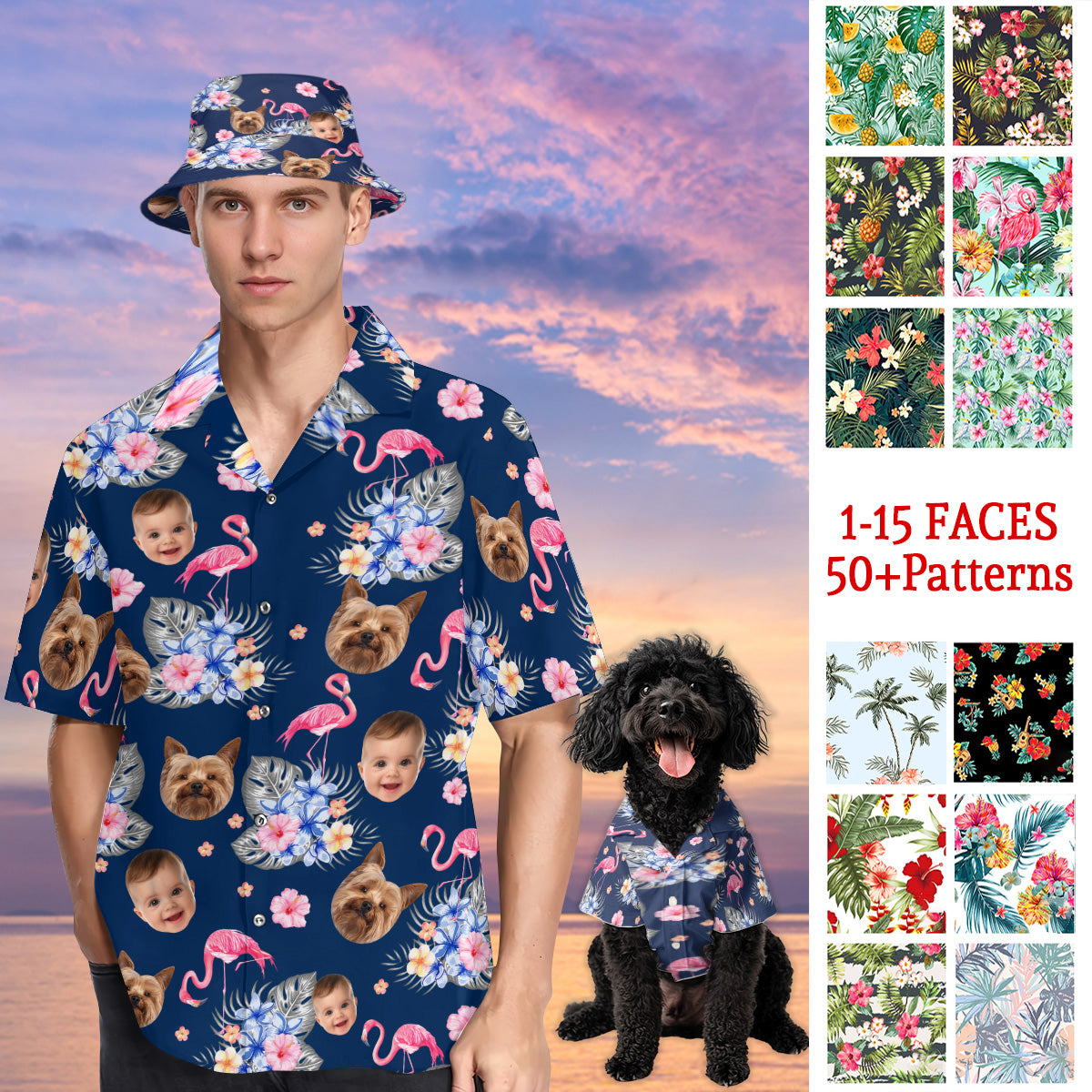 Petthouse | Custom Face Hawaiian Shirt, With Any Images, Button Downs For Family, Beach Fattern