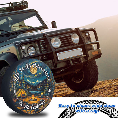 Petthouse | Camping Spare Tire Cover, Campfire Tire Cover, Life Is An Adventure Be An Explorer, Camping Waterproof Wheel Cover, Camper Gifts Idea