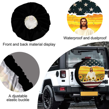 Petthouse | Jesus Sunflower Field Universal Spare Tire Cover Jesus Lover Pastor Gift Seasonal Tire Totes