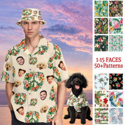 Petthouse | Personalized Photo Face Hawaiian Shirt, Tropical Custom Dog Peace Lover Hawaiian Shirt