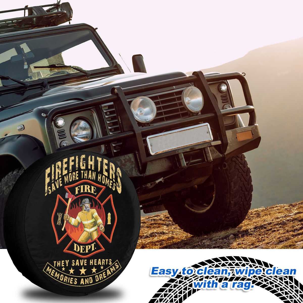 Petthouse | Firefighter Pride Spare Tire Cover Fireman Hero Car Accessories Tire Protector Gift For Firefighters