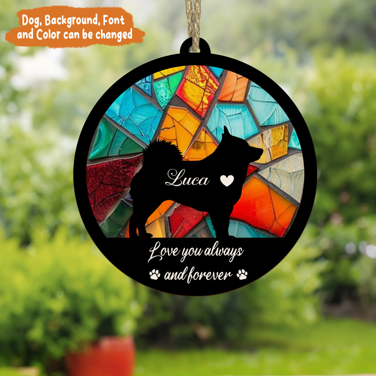 Petthouse | Personalized Loss Of Pet Sympathy Gift Suncatcher Window Hanging, Dog Memorial Suncatcher