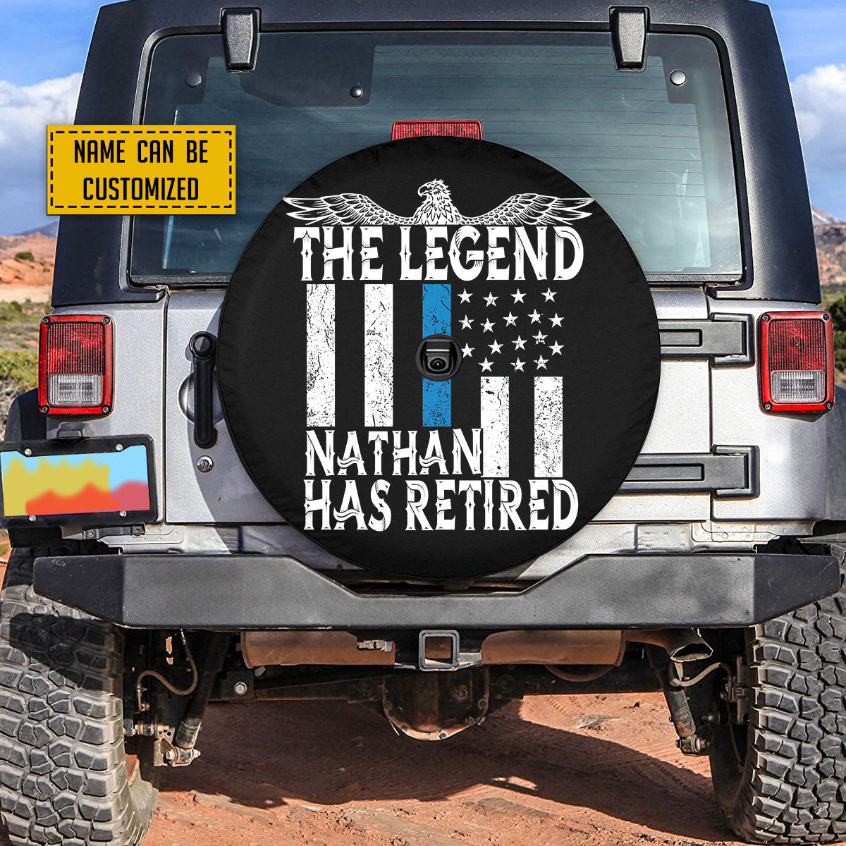 Petthouse | Customized Name Retired Police Officer The Legend Retired Spare Tire Cover American Police Trailer