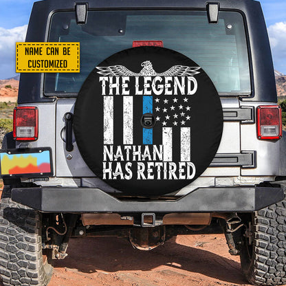 Petthouse | Customized Name Retired Police Officer The Legend Retired Spare Tire Cover American Police Trailer