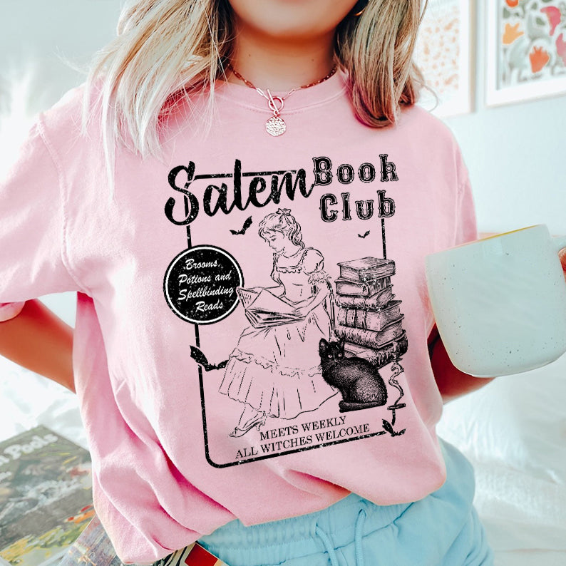 Petthouse | Retro Salem Book Club Shirt, Black Cat Spooky Book Salem Witches, Spooky Season Bookish