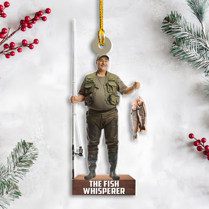 Petthouse | Custom Photo Fishing Ornament, Proud Fisherman, Fish Whisperer, Fishing Gift, Bass Whisperer