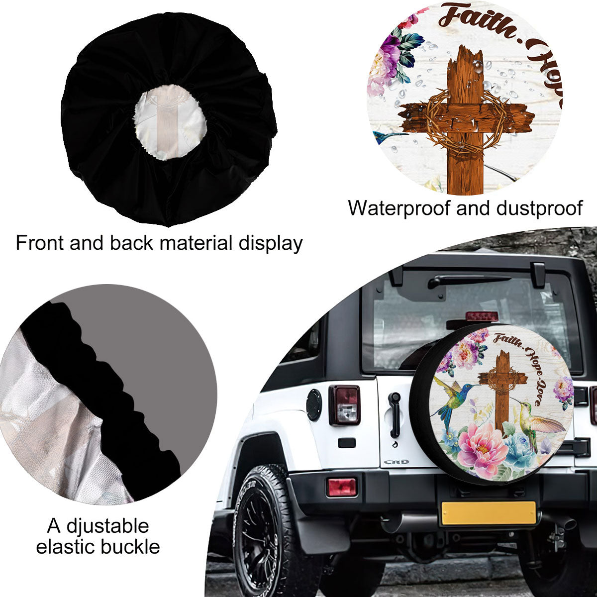 Petthouse | Jesus Hummingbird Camper Tire Cover Faith Hope Love Christian Floral Tire Storage Bag God