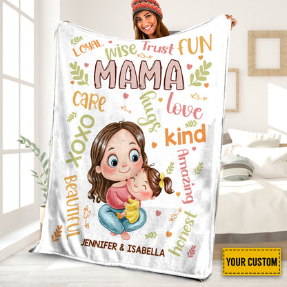 Petthouse | Personalized Mama And Daughter Fleece Blanket, Trust In Mom Throw Blanket, Best Mother's Day Cozy Blanket