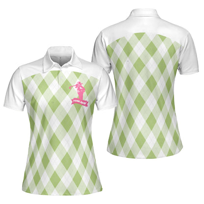 Petthouse | Customized Golf Player Gift Women's Polo Shirts Golfer Mom Gift Sporty Style Diamond Pattern