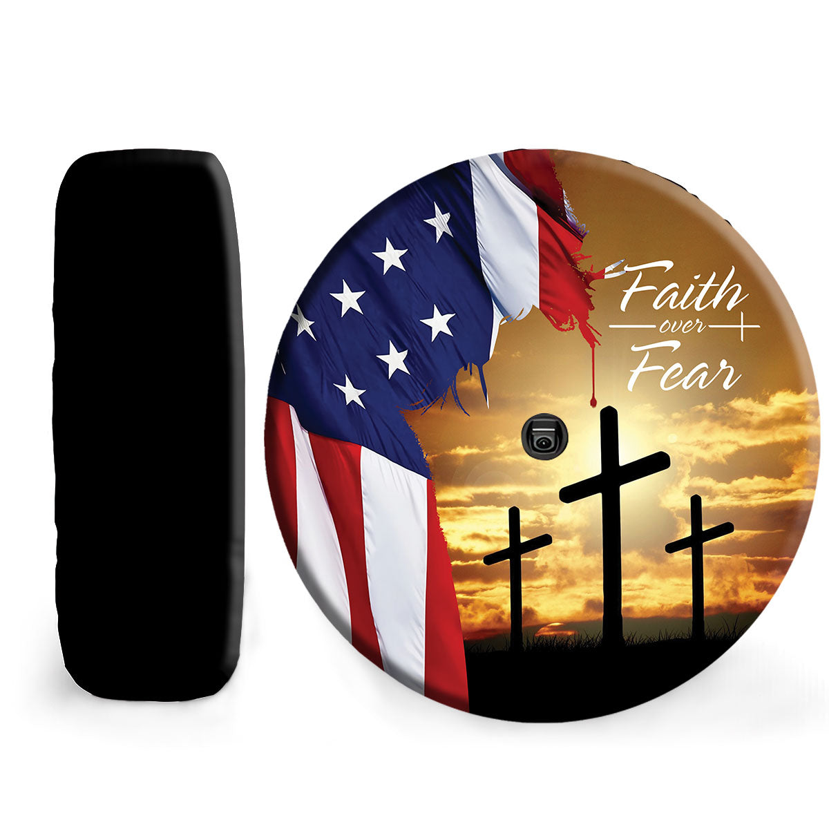 Petthouse | Jesus Usa Flag Print Spare Tire Cover Christian Religious Verse Faith Over Fear