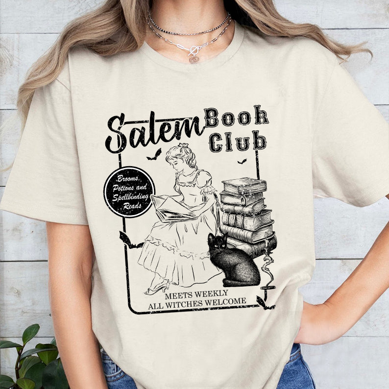 Petthouse | Retro Salem Book Club Shirt, Black Cat Spooky Book Salem Witches, Spooky Season Bookish